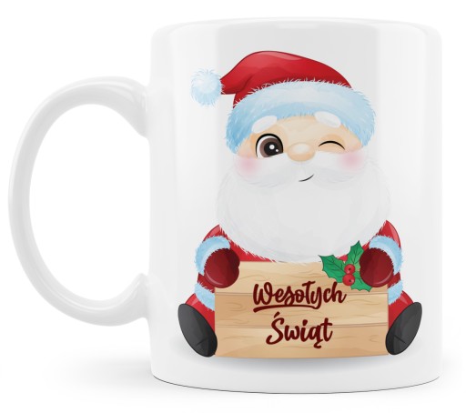Świąteczny kubek ceramiczny Mikołaj Wesołych Świąt