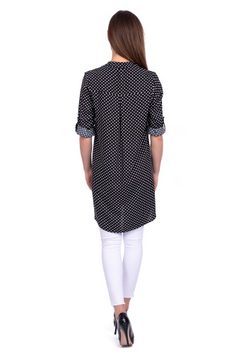 Luźna elegancka TUNIKA OVERSIZE groszki roz - 52