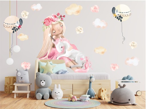 Наклейки на стену с изображением балерины PASTEL UNICORN