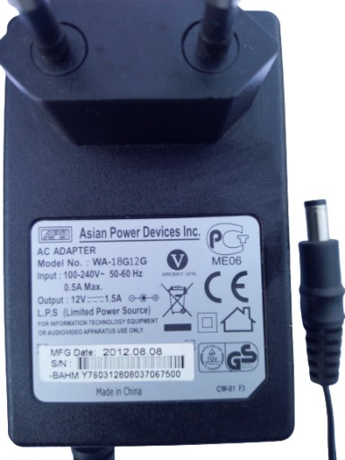 ORYGINALNY ZASILACZ CANAL+ dekoder DSB-4300 typ: F18W17-120150SPAV 12V 1,5A