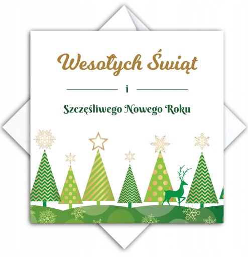 Firmowe Kartki świąteczne z Logo Kwadratowe Twoje Życzenia + Koperta
