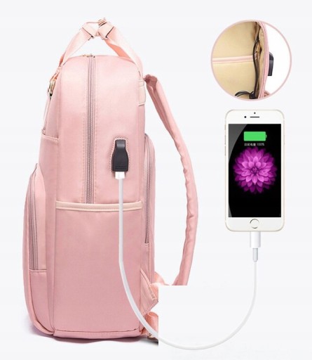 Рюкзак JQ Stella для ноутбука 15,6 дюйма с USB, розовый