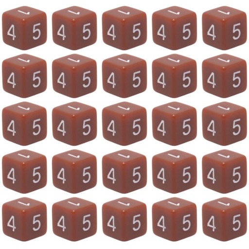 НАБОР ИЗ 25 ШЕСТИГРАННЫХ КОРИЧНЕВЫХ КУБИКОВ D6 ДЛЯ РПГ, 1,6 СМ