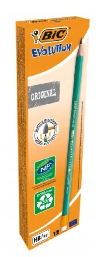КАРАНДАШ BIC EVOLUTION HB С ЛАСТИКОМ, коробка 12 шт.
