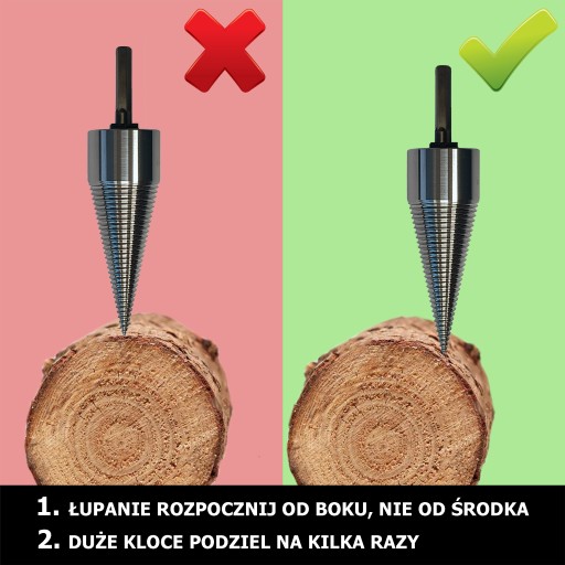 ŚWIDER 32 mm do ŁUPANIA DREWNA STOŻEK WIERTŁO DO ROZŁUPYWANIA HEX10