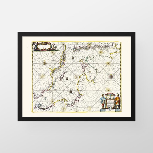 Старая карта - Балтийское море - Янссен 1650 - 70x50см