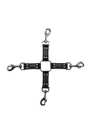 BLACK OUCH - 4-WAY LEATHER HOGTIE CROSS