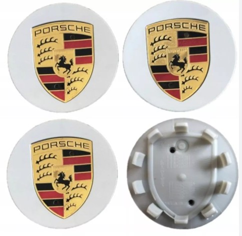 Porsche 76 mm Dekle Dekielki Srebrne komplet
