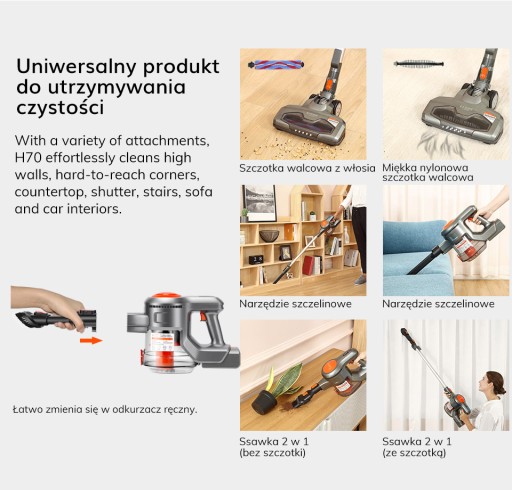 Вертикальный пылесос iLife H70 21 кПа, 1,2 л, LED
