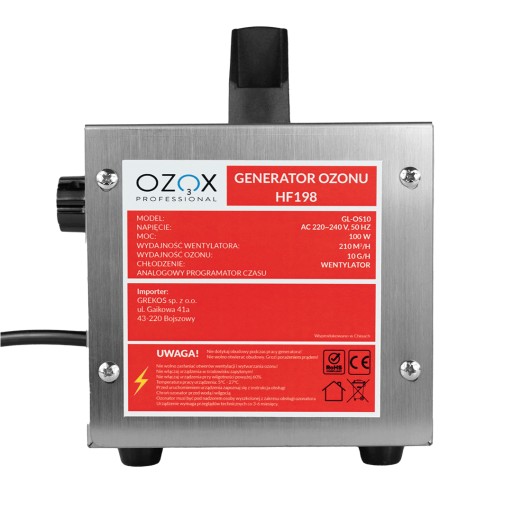 Генератор озона Ozox HF198 Озонатор + Таймер 10 г/час автомобиль, квартира