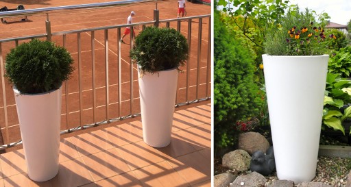 WYSOKA BIAŁA DONICA DONICZKA OGRODOWA OSŁONKA NA KWIATY KRZEWY 70cm 12L