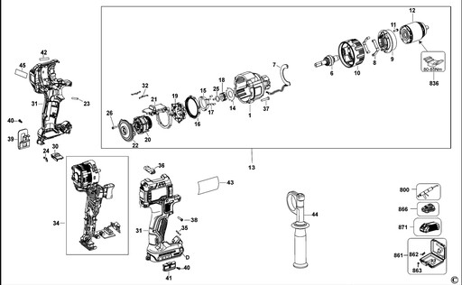 DEWALT N481825 МОТОР + ПЕРЕКЛЮЧАТЕЛЬ ДЛЯ DCD991