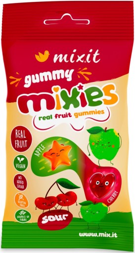 Конфеты MIXIT Owocowe Mixies натуральные желейные со вкусом яблока и вишни 35г