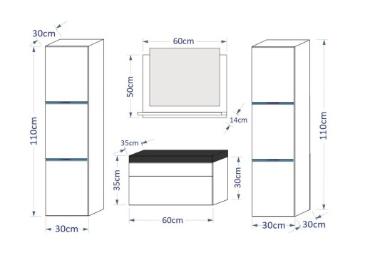 Мебель для ванной комнаты Шкаф Белое глянцевое зеркало LUMIA 60