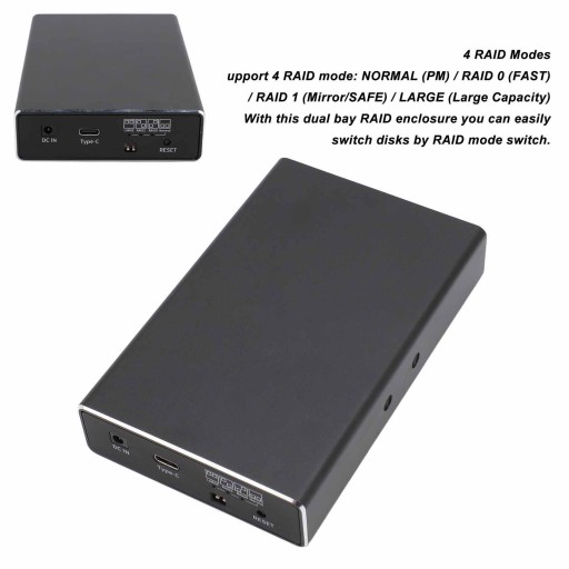 Корпус Raid для внешнего жесткого диска с двумя отсеками, USB C, 10 Гбит/с, 2,5 дюйма