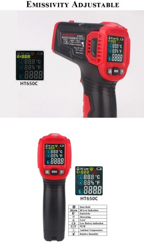 ЛАЗЕРНЫЙ ПИРОМЕТР ТЕРМОМЕТР HABOTEST HT650C