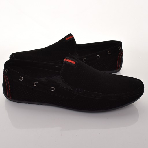 LEKKIE MĘSKIE MOKASYNY ELEGANCKIE OBUWIE WSUWANE CASUAL CZARNE