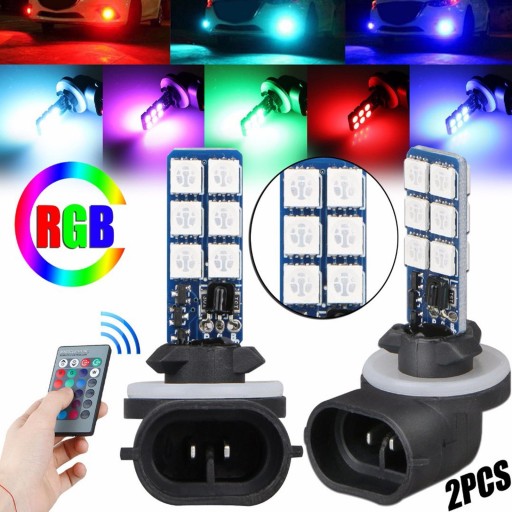 2 шт. RGB светодиодные автомобильные противотуманные фары с дистанционным управлением для грузовиков, штекер 881