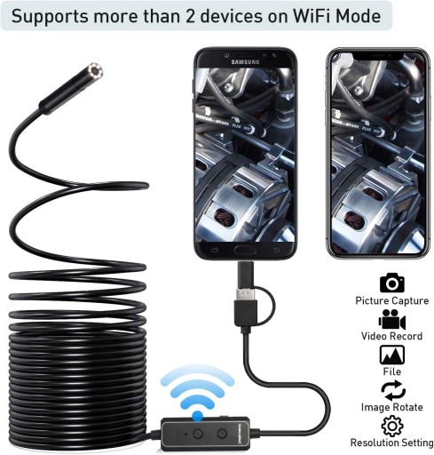 F160 Эндоскоп 2 в 1 с Wi-Fi/USB, фокальный бороскоп