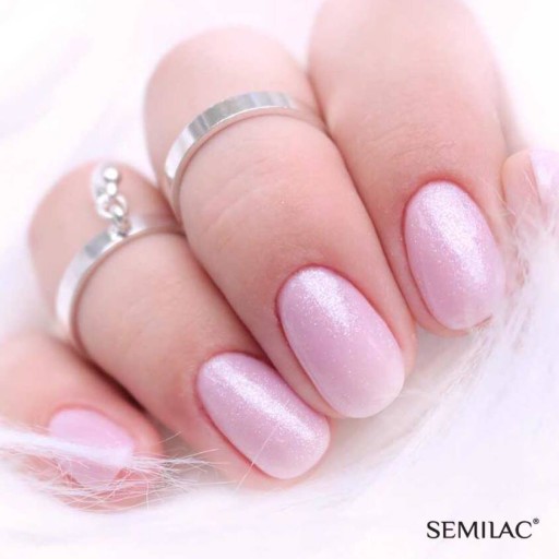 SEMILAC 091 Молочный УФ-светодиодный гибридный лак с блестками 7 мл