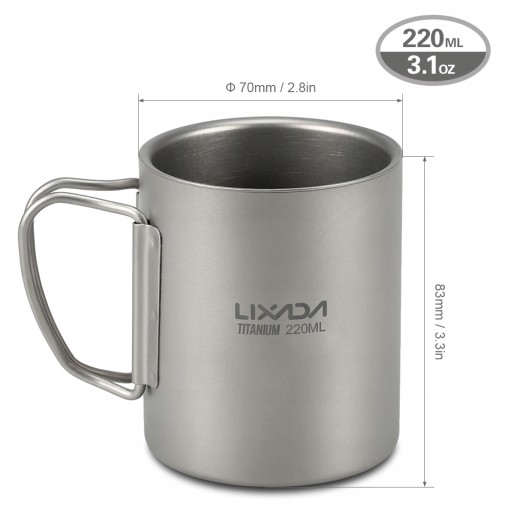 Lixada 220 мл Титановая чашка с двойной