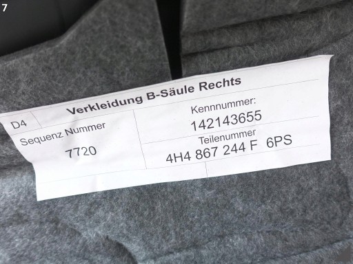 AUDI A8 4H0 D4 LIFT 13-17 OSŁONA POSZYCIE PRAWEGO SŁUPKA B CHROM PRZYCISK