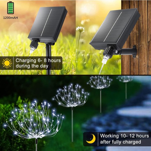 СОЛНЕЧНАЯ ЛАМПА ДЛЯ УКРАШЕНИЯ САДА ДЕРЕВО ДАНДУЛЯРЫ ФЕЙЕРВЕРКИ 120 LED 4ШТ.