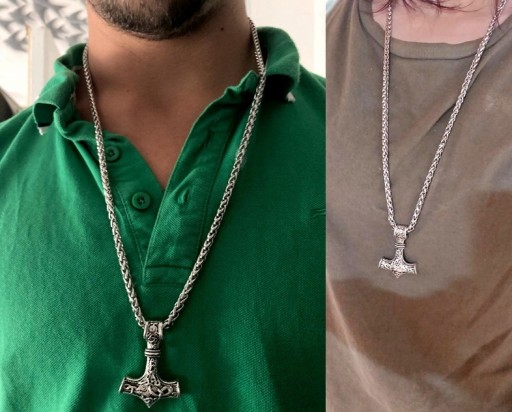 Srebrny Męski Młot naszyjnik THOR MJOLNIR CELTIC