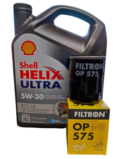 Масло Shell Helix Ultra ECT 5W30 4л + фильтр OP575