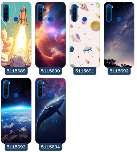 Etui do Xiaomi Redmi Note 8T Wzory Kosmos Ziemia Księżyc Planety Statek UFO