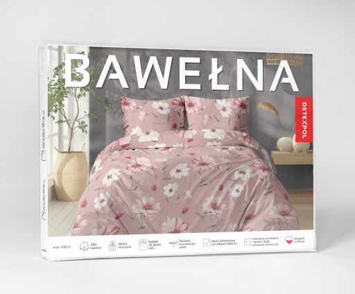 Komplet pościeli 160x200 bawełna JAKOŚĆ kwiaty na różowym tle