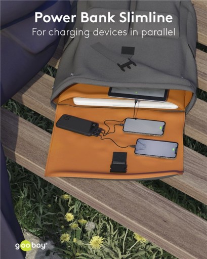 Powerbank для зарядки 10 000 мАч LED тонкий черный