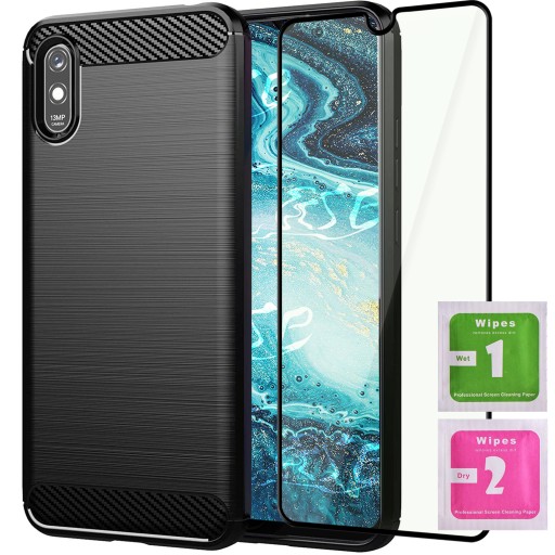 ЧЕХОЛ ДЛЯ XIAOMI REDMI 9A ARMOR CARBON CASE + 5D СТЕКЛО