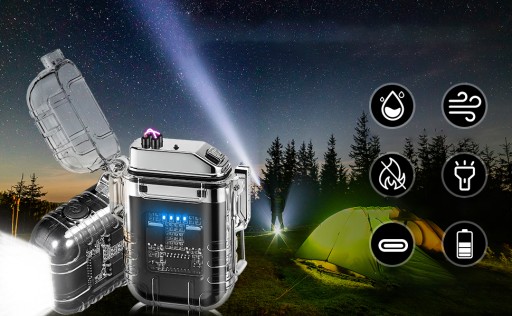 Ładowalny Zapalniczka Elektryczna USB Z Lampką LED Odporna na Wiatr