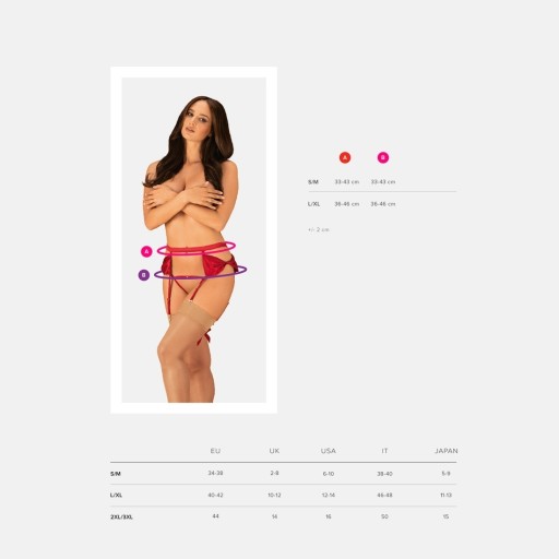 Пояс с подвязками Obsessive Rubinesa и открытые стринги для секса 2в1 S/M