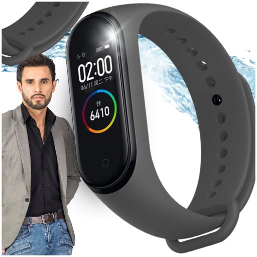Ремешок для Xiaomi Mi Band 4, каучук, серый, прочная, долговечная застежка