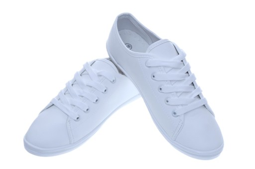 Gładki Trampki eko. skóra White r.38