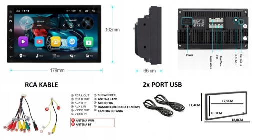 РАДИО GPS 2DIN ANDROID AUTO CARPLAY USB RDS 2/64 ГБ