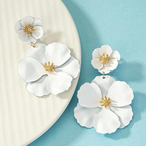 Flower Dangle Earrings Boho Matte Layered Floral Earrings Chic