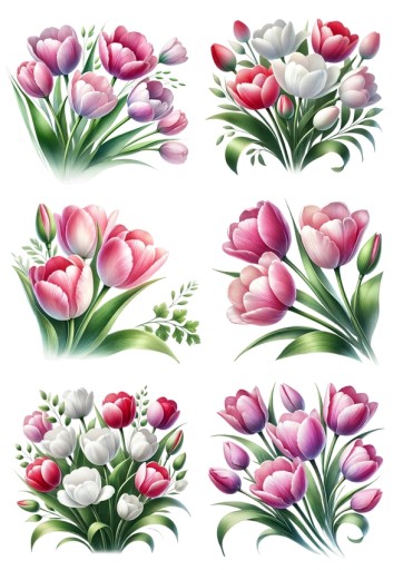 Papier ryżowy A4 Artando Kwiaty kwiatki wiosenne tulipany
