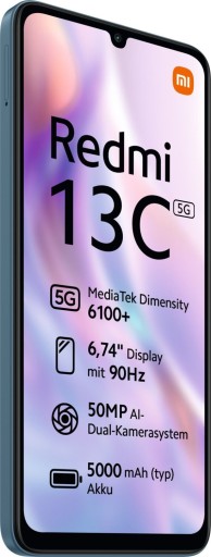 Xiaomi Redmi 13C 5G (Сумеречный синий) DS 6,74 дюйма IPS ЖК-дисплей 720x1600/2,2 ГГц и 2,0 ГГц