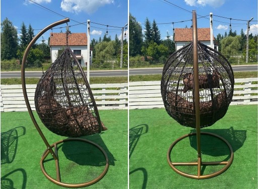 ПОДВЕСНОЙ СТУЛ COCOON, ПОДУШКА XXL, КОРИЧНЕВЫЙ КАРКАС, КРЕСЛО-КАЧАЛКА, САДОВАЯ КОРЗИНА