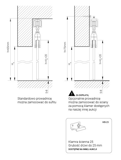G80 System do drzwi przesuwnych szklanych. 290 cm