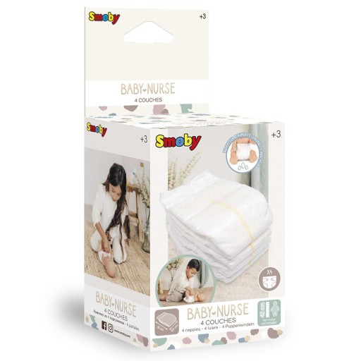 SMOBY ПОДГУЗНИКИ PAMPERS NEW BORN BABY DOLL 4 ШТ.