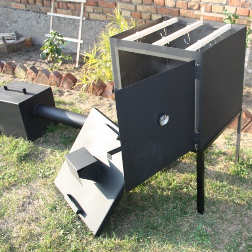 WĘDZARNIA METALOWA DOMOWA OGRODOWA 50CM Z DRZWIAMI KOMIN PALENISKO ZESTAW