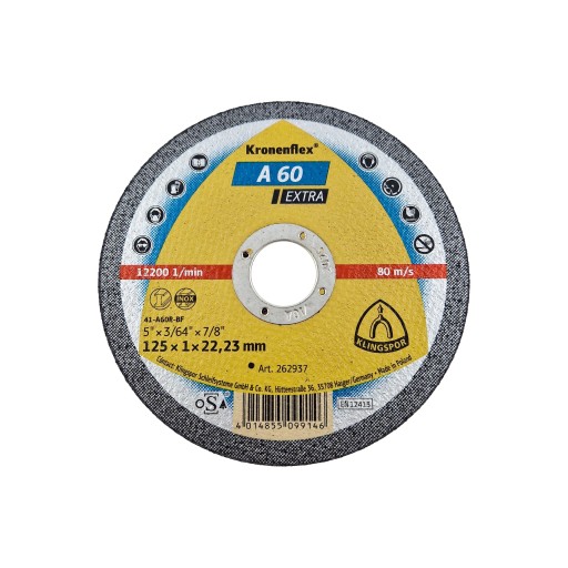 TARCZA DO CIĘCIA STALI NIERDZEWNEJ METALU 125x1,0x22 A60 EXTRA Klingpspor