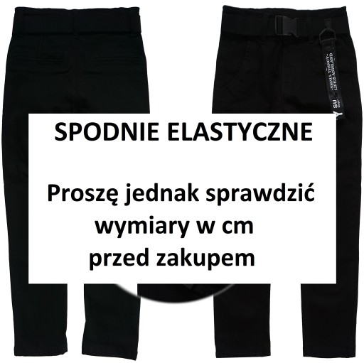 CZARNE Spodnie WIZYTOWE Chinosy SLIM r.140 (122 128 134 146 152 158 164 170