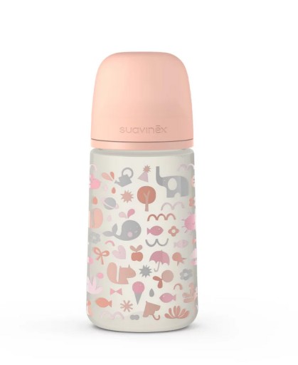 Suavinex Butelka Memories różowy 270ml SX PRO +smoczek uspokajający+ klips