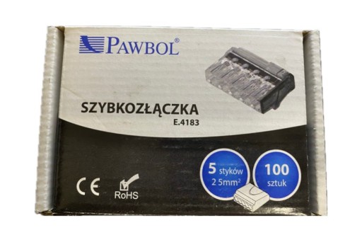 Быстроразъемный разъем E.4183 5 контактов 2,5 мм2 5x2,5 100 шт. Pawbol Черный
