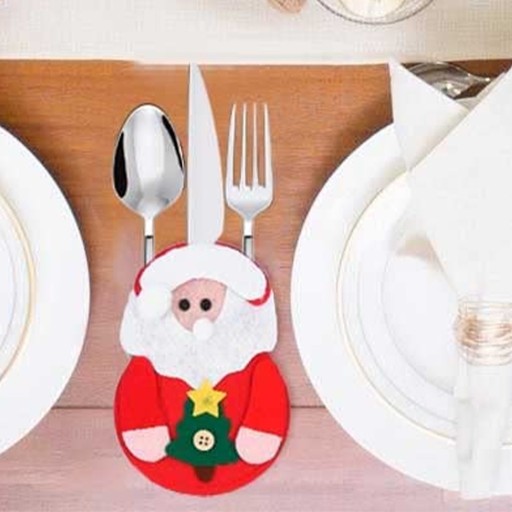 6x ЧЕХОЛ SANTA ДЛЯ РОЖДЕСТВЕНСКИХ СТОЛОВЫХ ПРИБОРОВ